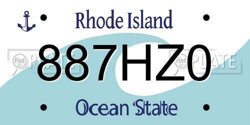 887HZ0 Rhode Island License Plate
