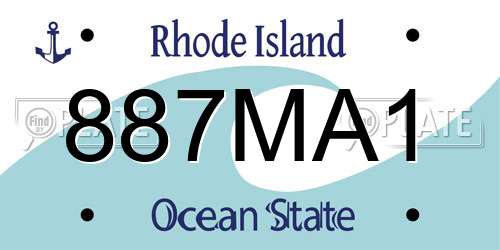 887MA1 Rhode Island License Plate