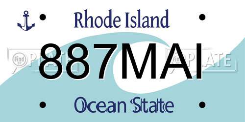 887MAI Rhode Island License Plate