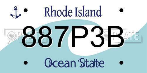 887P3B Rhode Island License Plate