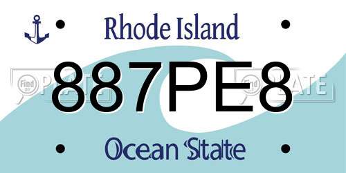 887PE8 Rhode Island License Plate