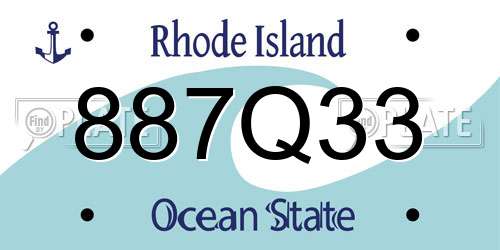 887Q33 Rhode Island License Plate