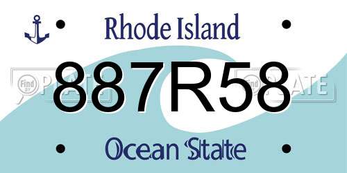 887R58 Rhode Island License Plate