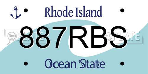 887RBS Rhode Island License Plate