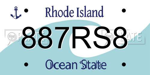 887RS8 Rhode Island License Plate