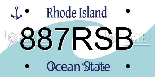 887RSB Rhode Island License Plate