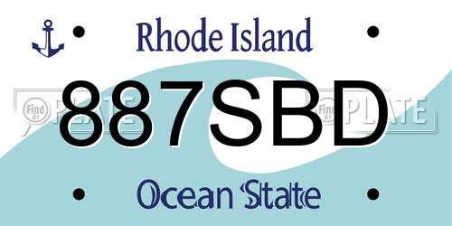 887SBD Rhode Island License Plate