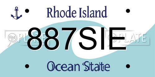 887SIE Rhode Island License Plate