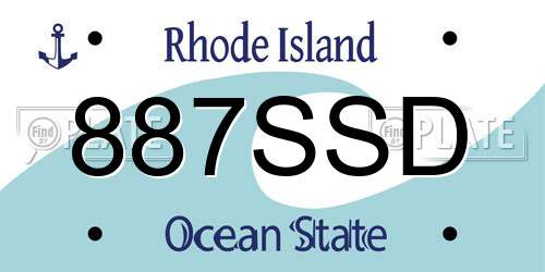 887SSD Rhode Island License Plate