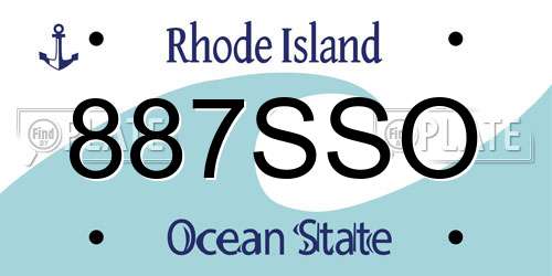 887SSO Rhode Island License Plate