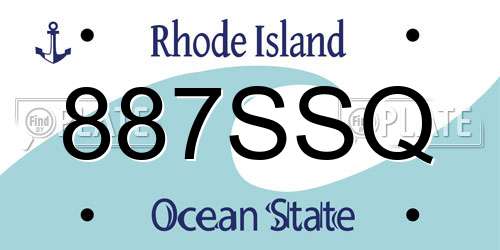 887SSQ Rhode Island License Plate