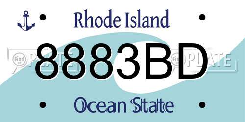 8883BD Rhode Island License Plate