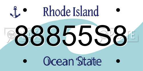 88855S8 Rhode Island License Plate