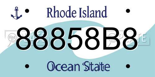 88858B8 Rhode Island License Plate