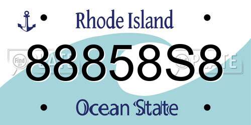 88858S8 Rhode Island License Plate