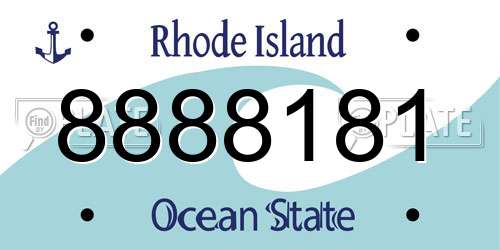 8888181 Rhode Island License Plate
