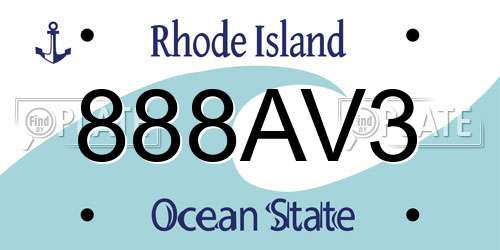 888AV3 Rhode Island License Plate