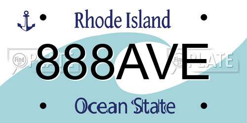 888AVE Rhode Island License Plate