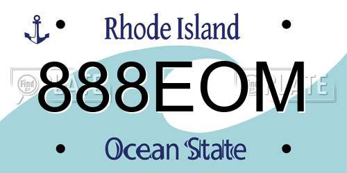888EOM Rhode Island License Plate