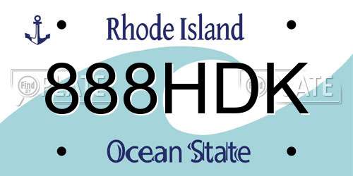 888HDK Rhode Island License Plate