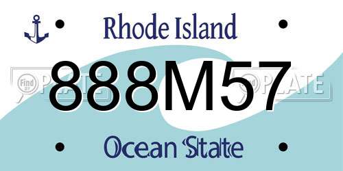 888M57 Rhode Island License Plate
