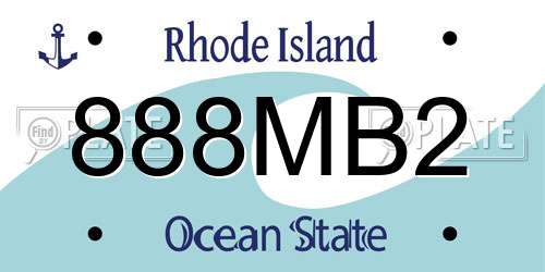 888MB2 Rhode Island License Plate