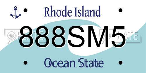 888SM5 Rhode Island License Plate