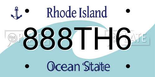 888TH6 Rhode Island License Plate