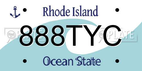 888TYC Rhode Island License Plate
