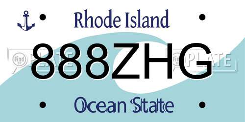 888ZHG Rhode Island License Plate
