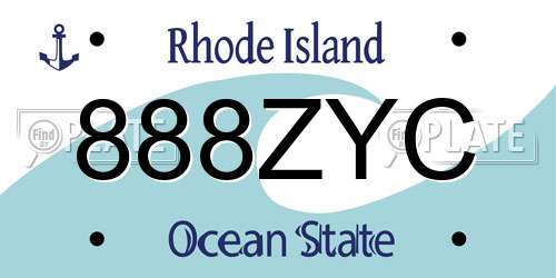 888ZYC Rhode Island License Plate