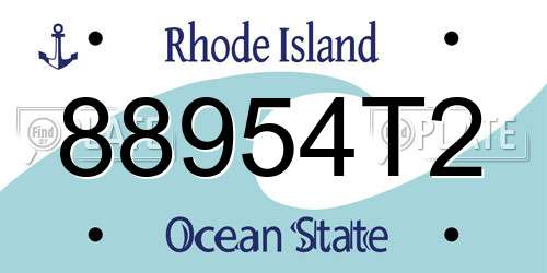 88954T2 Rhode Island License Plate