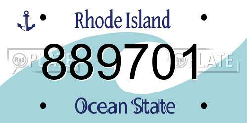 889701 Rhode Island License Plate