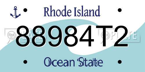 88984T2 Rhode Island License Plate