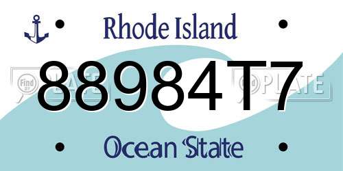 88984T7 Rhode Island License Plate