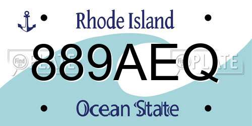 889AEQ Rhode Island License Plate