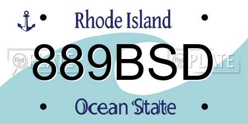 889BSD Rhode Island License Plate