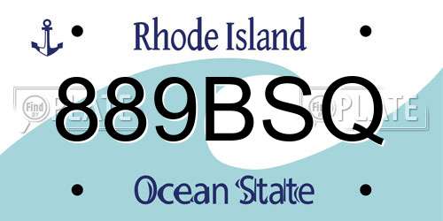 889BSQ Rhode Island License Plate
