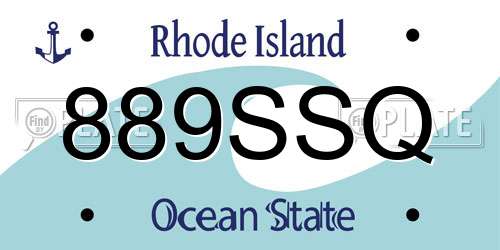 889SSQ Rhode Island License Plate