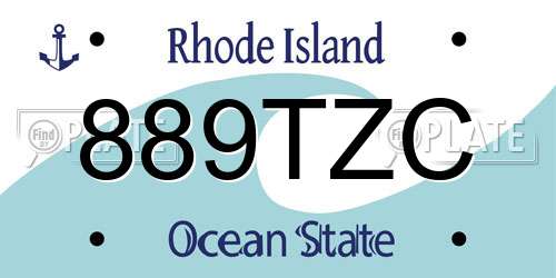 889TZC Rhode Island License Plate