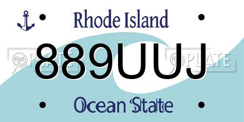 889UUJ Rhode Island License Plate