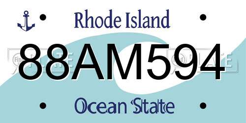 88AM594 Rhode Island License Plate