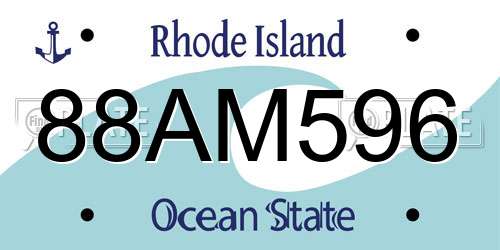88AM596 Rhode Island License Plate