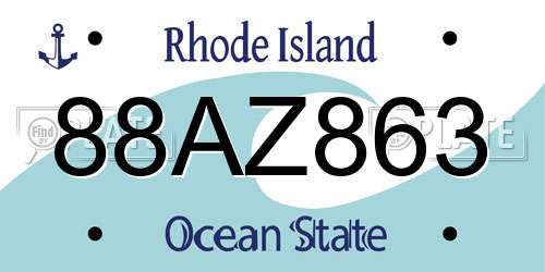 88AZ863 Rhode Island License Plate