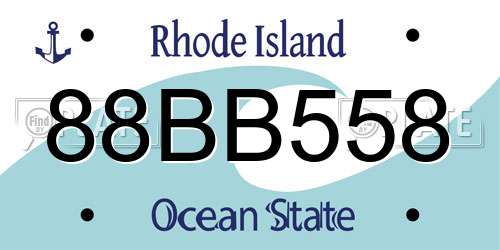 88BB558 Rhode Island License Plate