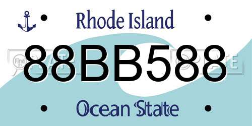88BB588 Rhode Island License Plate