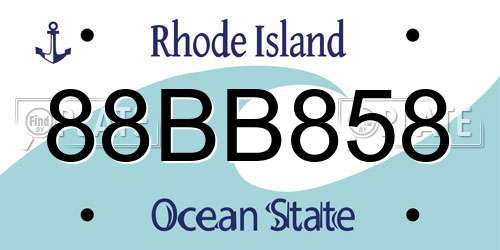 88BB858 Rhode Island License Plate