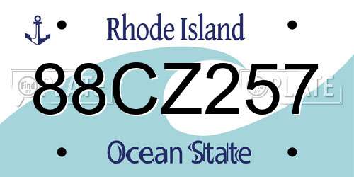 88CZ257 Rhode Island License Plate