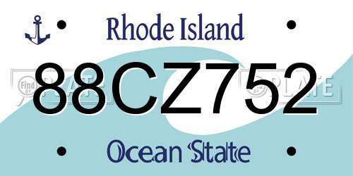 88CZ752 Rhode Island License Plate
