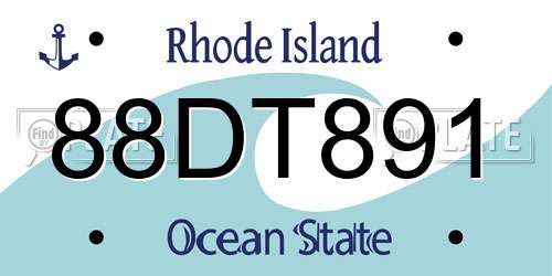 88DT891 Rhode Island License Plate